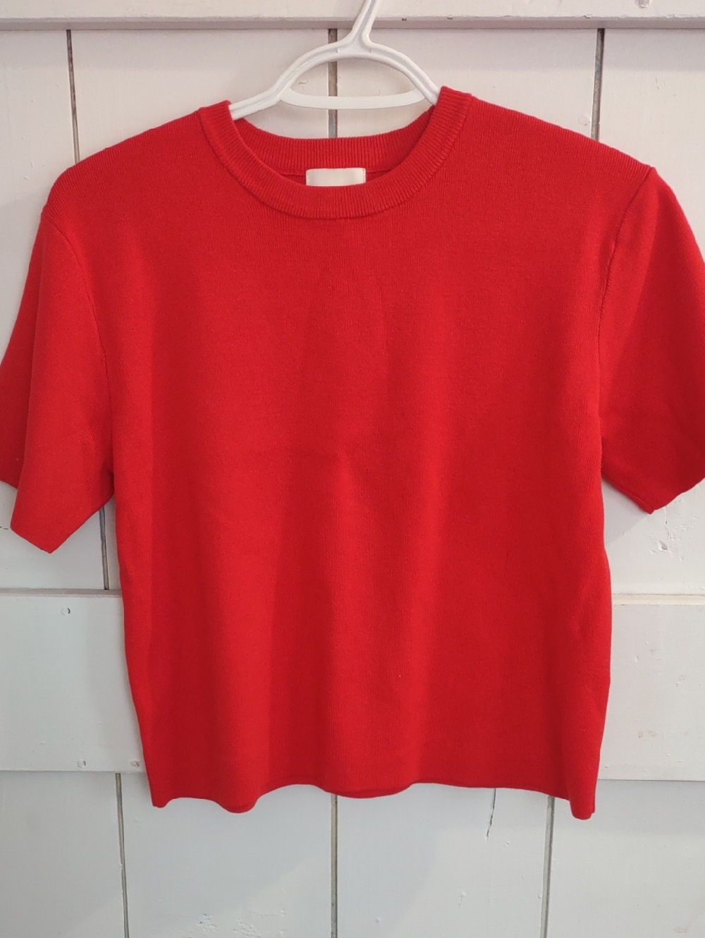 H&M Bright Red Short-Sleeve Knit Top